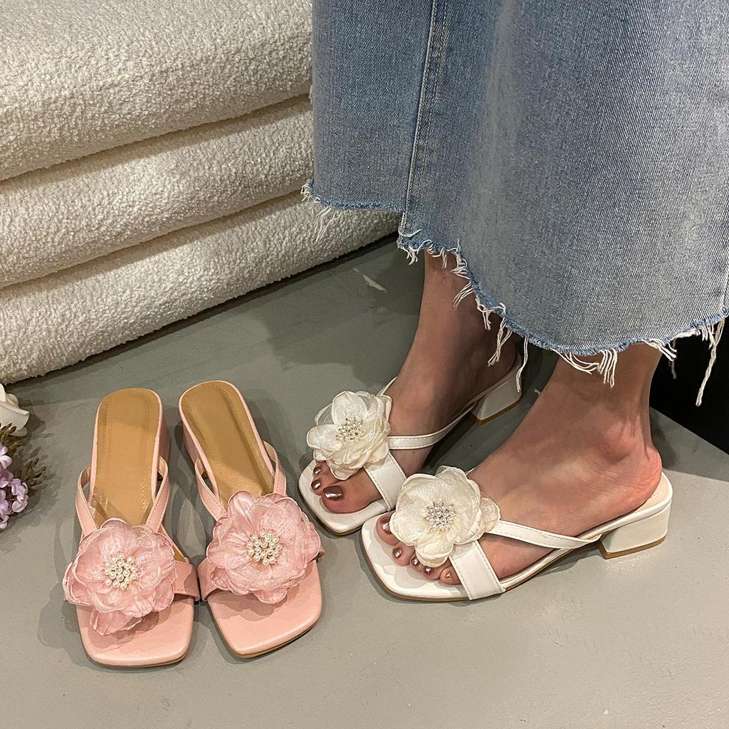 Fashion Women Sandals Elegant High Heels Peep Toe Sandals Flowers Party Casual Fashion Outdoor Dress Shoes for Women Sandalias De Mujer