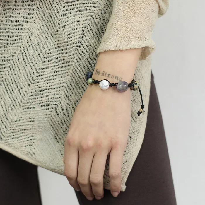 GEMSTONE STRING BRACELET_VER. 02_BLACK