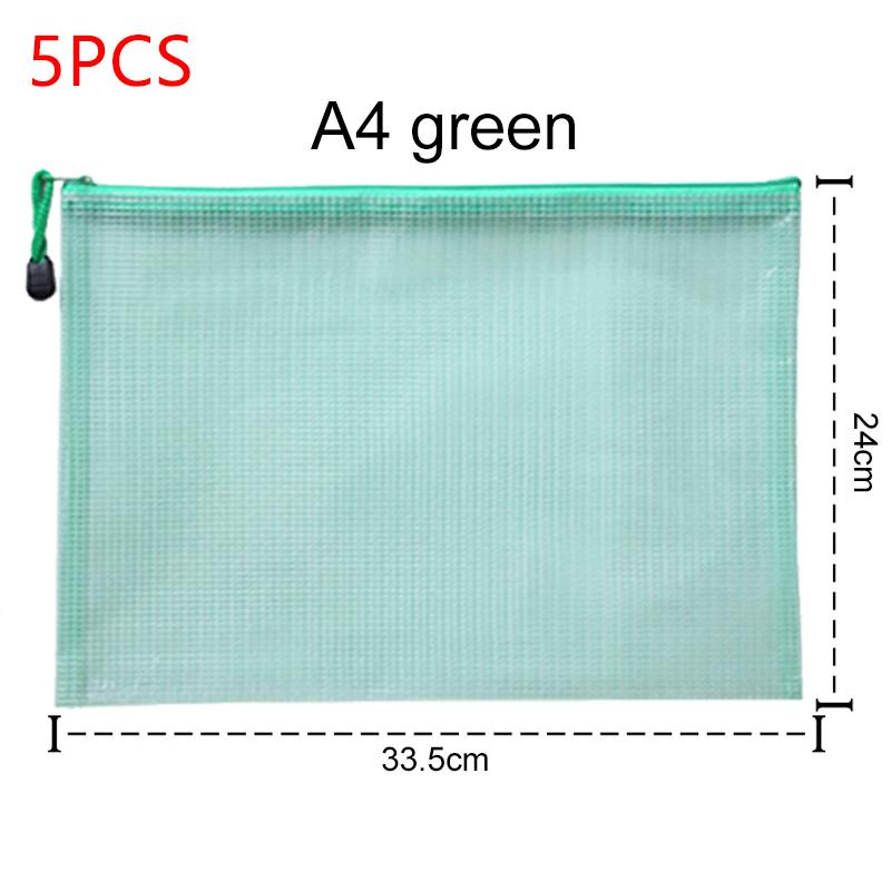 5pcs A4/A5 Document Folder Grid Zipper Bags Office Educational Supplies Waterproof Document File Stationery Storage Bag TMZ