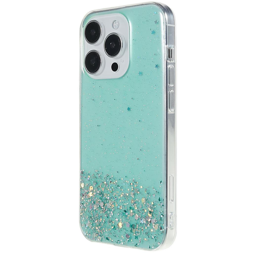 For iPhone 16 Pro Case Starry Sky Sparkle Epoxy Anti-Drop TPU Phone Cover