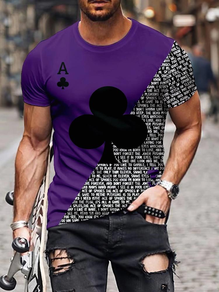 

Модная ослепительно крутая 3D-печать с рисунком элемента покера, футболка для мужчин, большой размер, свободный с круглым вырезом, короткий рукав, одежда, мужские топы 6XL