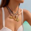  Beach Ocean Vacation Style 18K Gold Color Stainless Steel Pendant Necklace Natural Stone Bead Necklace Women