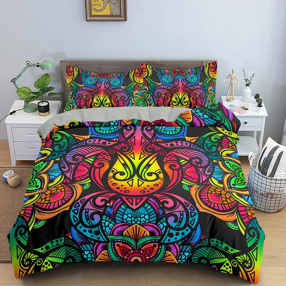 Comforter 3D Sea Turtle Bedding Set Psychedelic Animal Queen King Comforter Twin Full Size 2/3Pcs Polyester