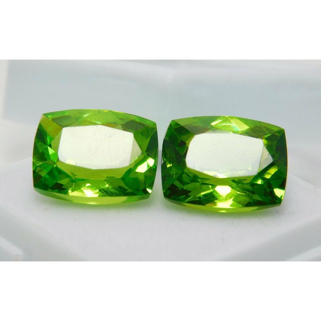 19.00 Ct NATURAL A+ Quality Green PERIDOT Cushion Cut   Gemstone Pair