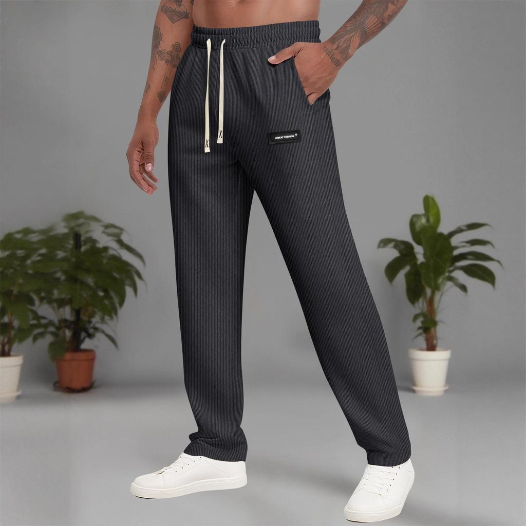 Men's Chenille Corduroy Loose Straight-Leg Pants - Comfortable, Versatile Sweatpants for College Students.