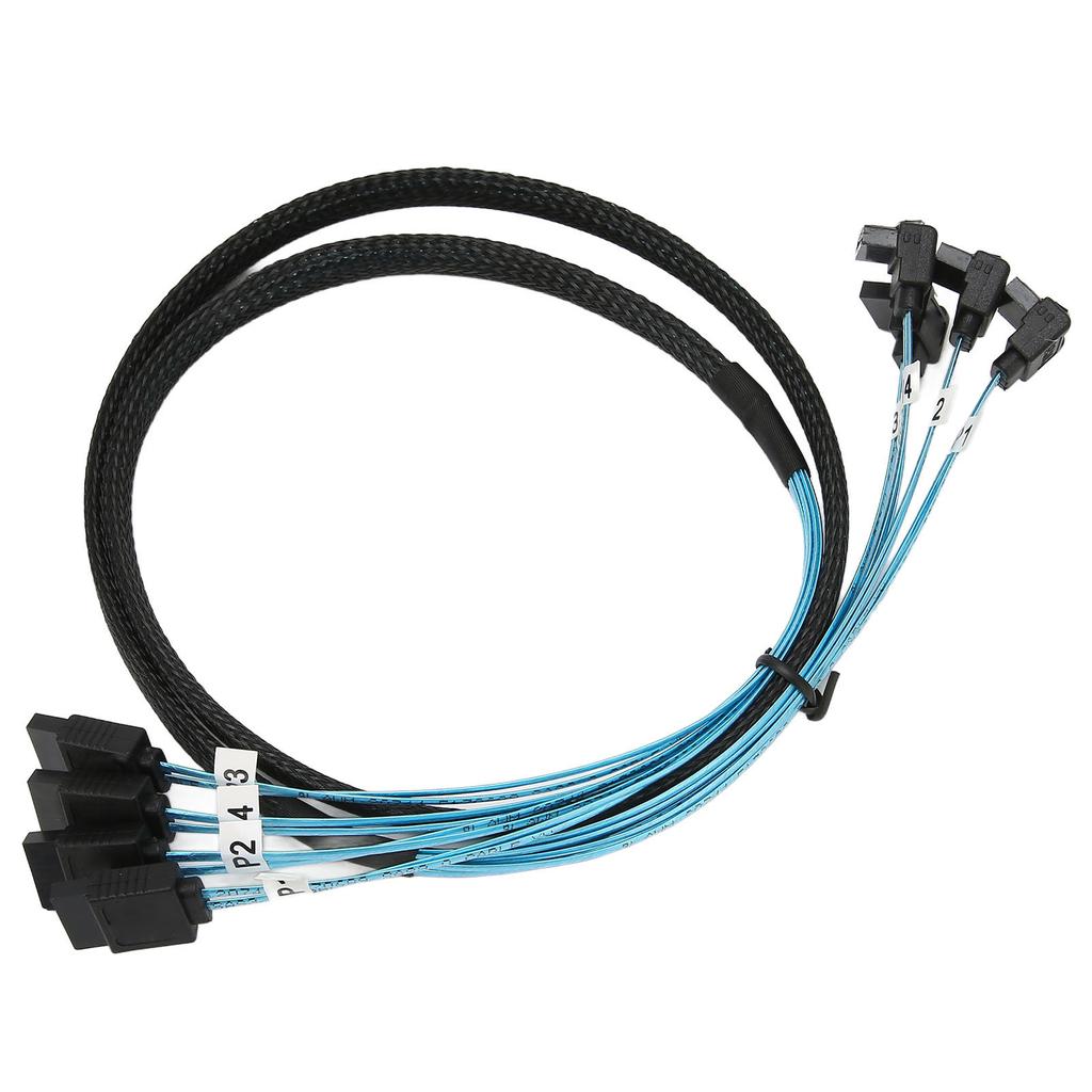 Mini SAS Kabel 4 SATA auf 4 SATA Gerade Gebogenes Kabel 6Gbps Entstört Doppelte Gruppe