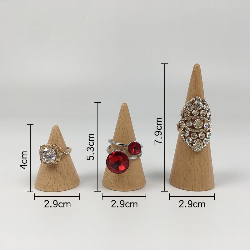 Beech Wood Ring Holder - Conical Display Stand for Jewelry Storage