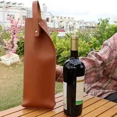 Luxury Reusable Wine Packaging Bag Protective Design with Handle Wine Tote Carrier Faux Leather Beer Gift Bag Gift Giving