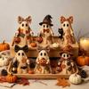 2D Vintage Abgenutzter Holzflicken Geist Tischdekoration Halloween Hexenhut Mit Schleife Dekoration Für Wohnzimmer Schlafzimmer Kamin