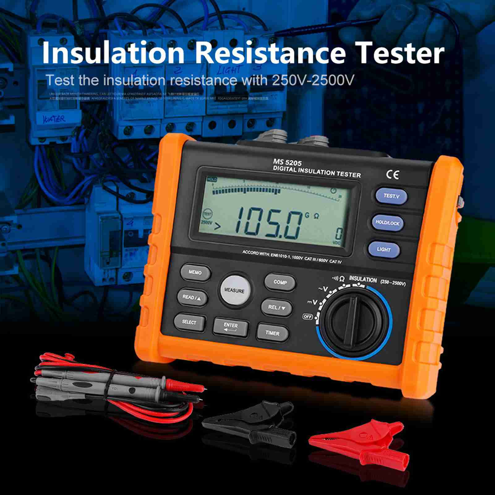 

PEAKMETER MS5205 Digital Insulation Resistance Multimeter Tester 0.01M Ohm 100G Ohm 2500V