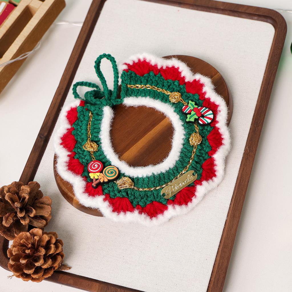 Pet Supplies Bib Hand Crocheted Snood Christmas Day Dog Cat Gold Label Saliva Towel Bib Collection