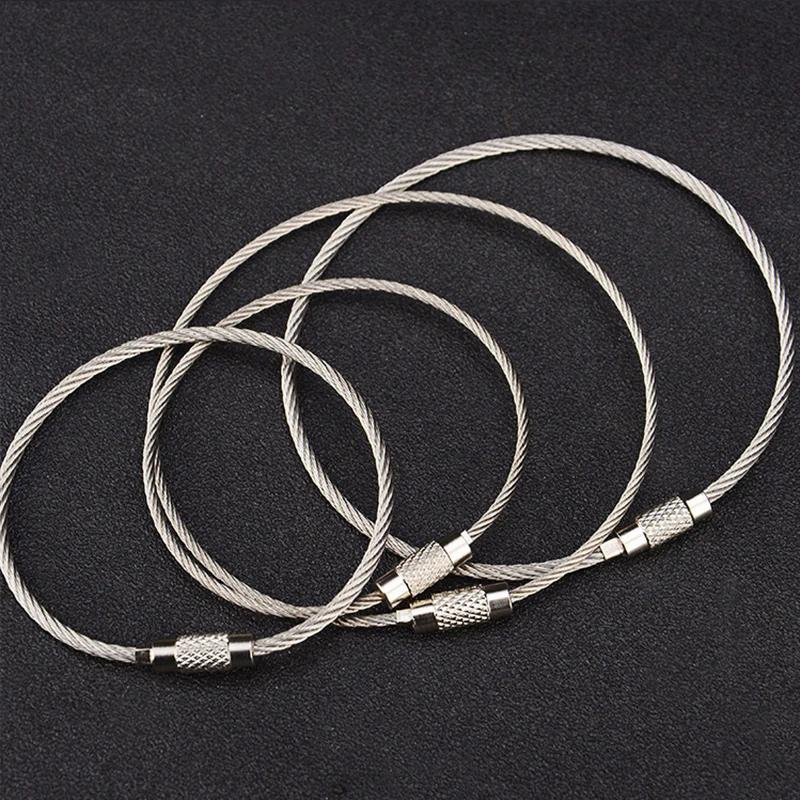 5pcs 110x1.5mm Keychain Stainless Steel Wire Outdoor Portable Cable Rope Key Holder Durable Suitable for Hiking Camping TMZ