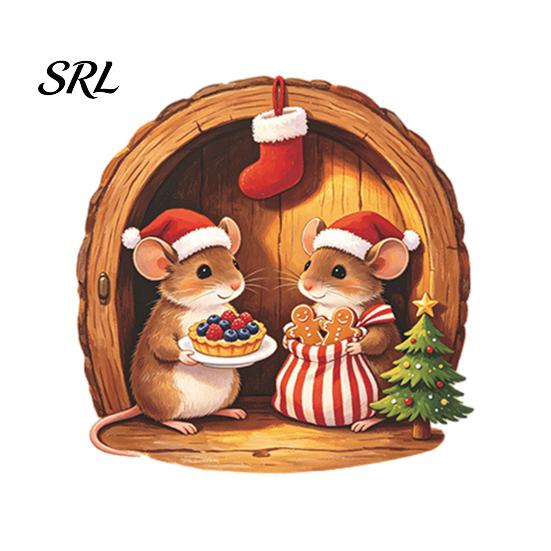 Seasonal Nursery Wall Decorations Mouse Hole Sticker, Christmas Decal, Self Adhesive Holiday Home Atmosphere Cute Mice Sticker for Living Room Bedroom
