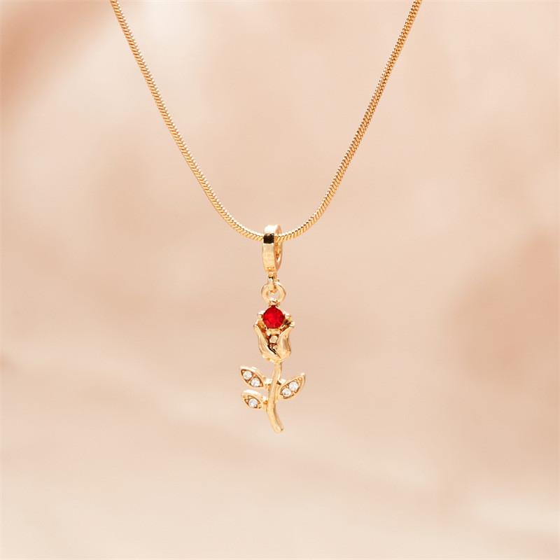 Stylish Womens Tulip Flower Pendant Necklace With Electroplated Finish For Spring