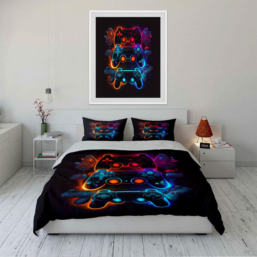 "Colorful Controller Bedding Set" Bedding Duvet Cover Set Duvet Cover Pillowcases (1 * Duvet Cover 2 * Pillowcases, Without Duvet Insert)