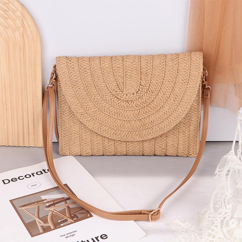 Straw Clutch Handbag Summer Beach Straw Purse For Women Woven Envelope Bag Shoulder Woven Crossbody Bag Beach Bag