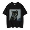 Lustiges Räuberkatzen-Print-T-Shirt Sommer Retro Unisex 100% Baumwolle Kurzarm Hohe Qualität Lässig Streetwear Damen und Unisex T-Shirt