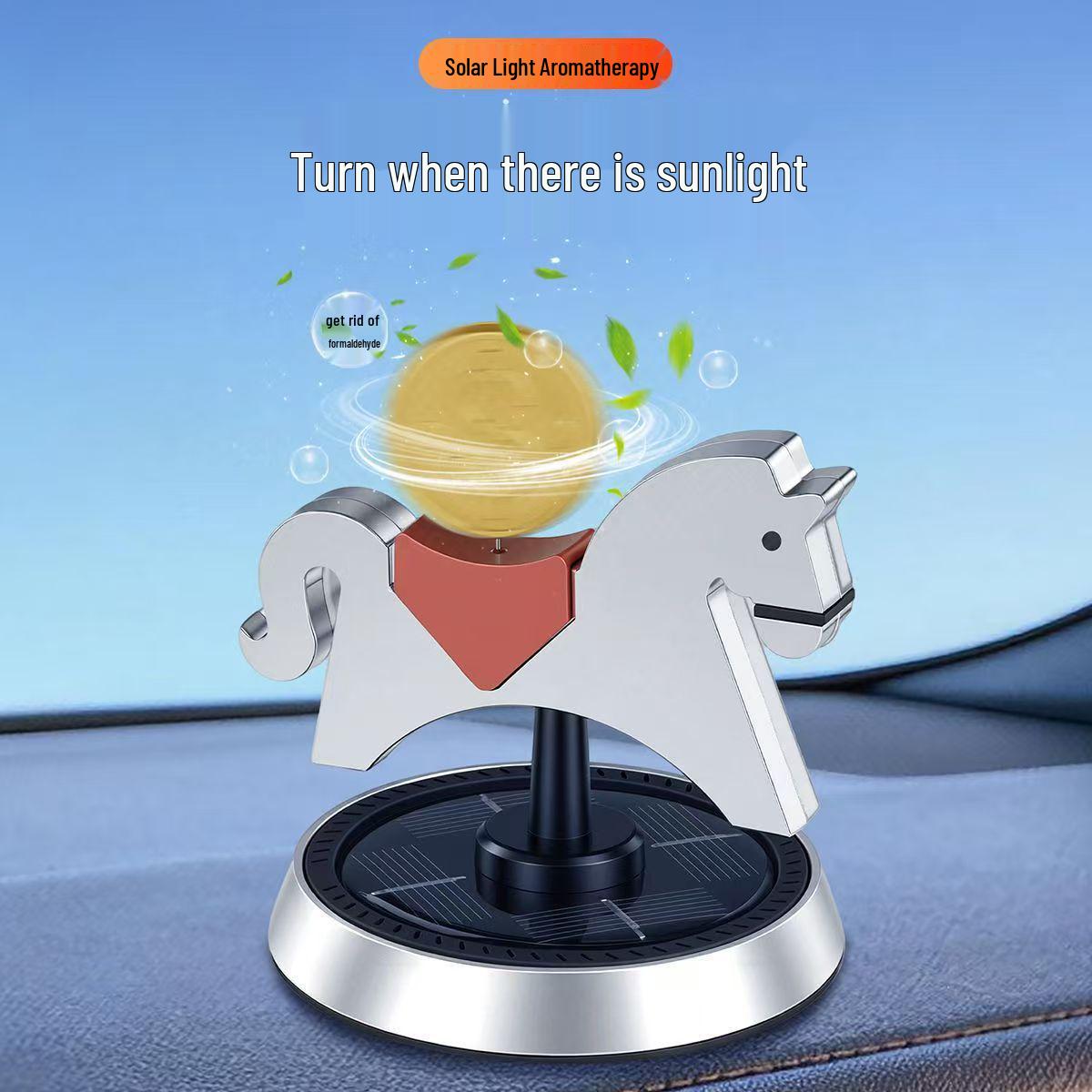 Solar-Powered Rotating Car Aromatherapy Ornament with Long-lasting Fragrance
