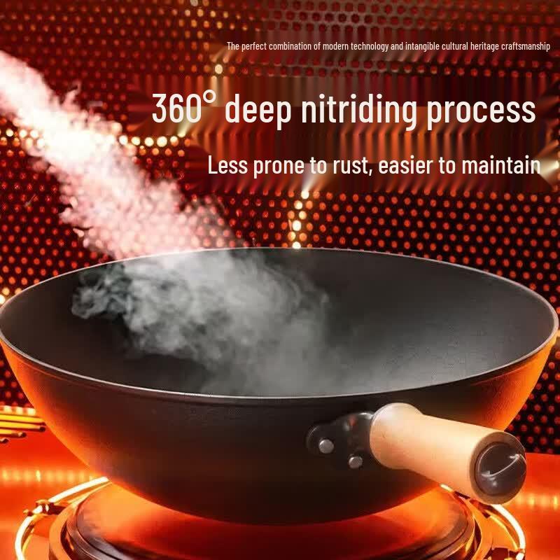 COOKER KING 32 см Чугунный Вок с Плоским Дном Антипригарный