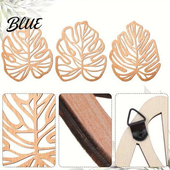 Tropical Home Wall Decoration 3Pcs Hollow Monstera Leaf Decoration, Wooden Art Hanging Plaque, Decorative Gift for Housewarming Sculpture with