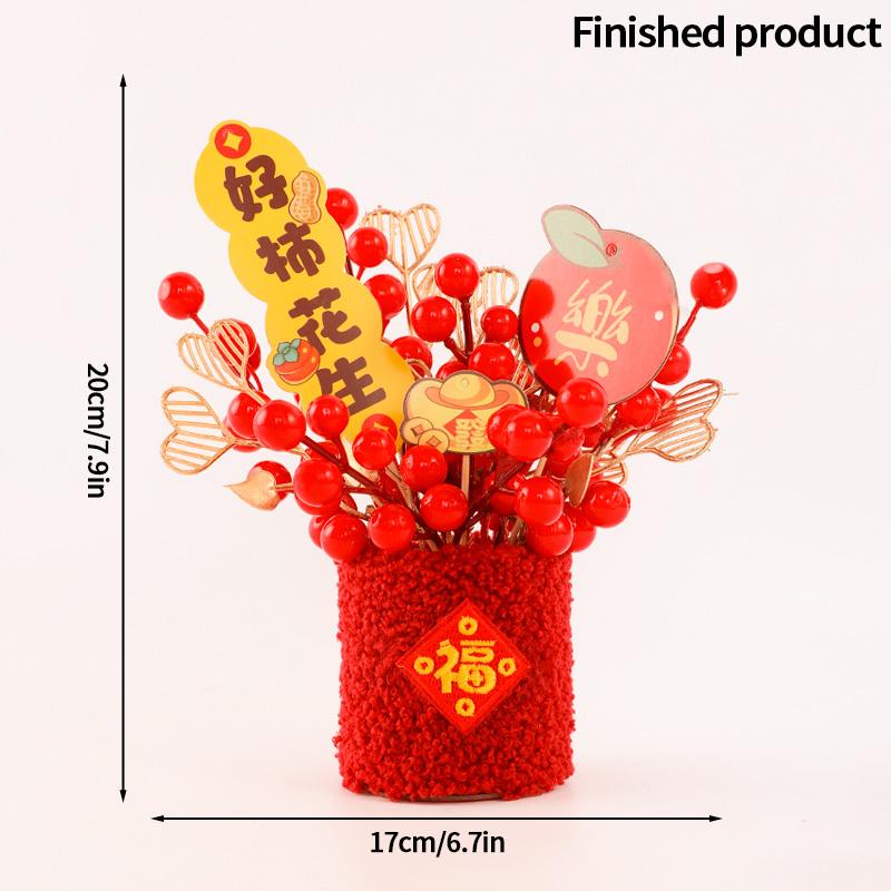 2026 Chinese Wealth Fruit Pot Decoration Chinese New Year Desktop Ornament Spring Festival Gift Decor Blessing Flower Bucket