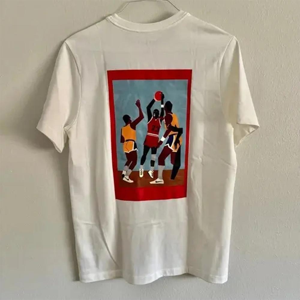 Summer Men's Classic Cotton Short-Sleeved Basketball Lover's Commemorative Pattern Printed Cotton Breathable Sports T-Shirt