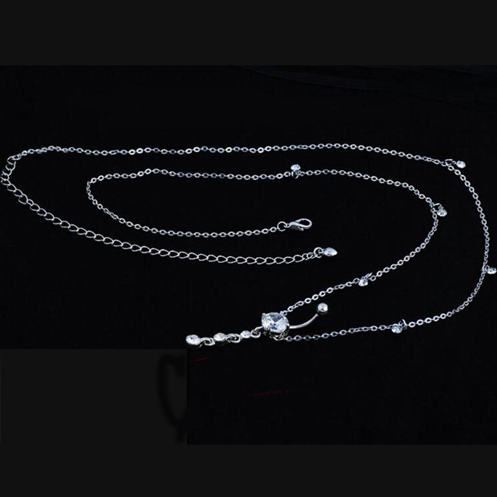 Modă Stras Cristal Lanț de Talie Agățat Bar Inel pentru Buric Piercing Corp Bijuterii