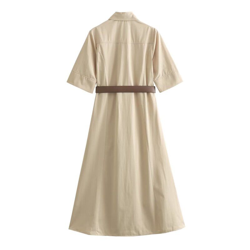 Fashion Style 2024 Summer New Arrival Women's Clothing Elegant with Belt Shirt Style Dress 1971054 721