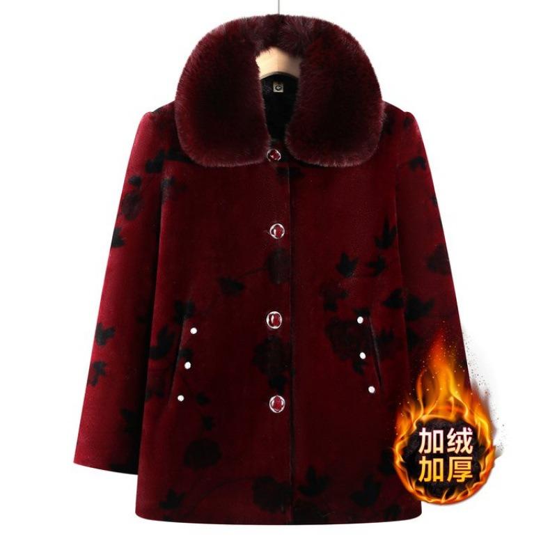 Winter Velvet Thickened Mink Coat Medium Old Man Cotton Coat Warm 0 Old Lady Coat