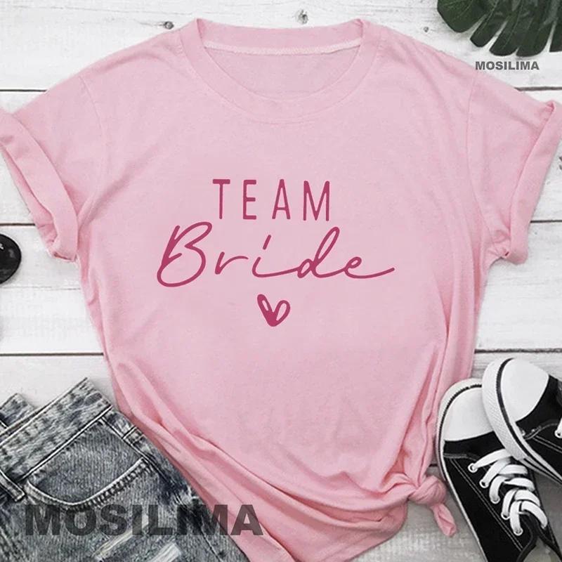 Women Cotton T Shirt Team Bride Bachelorette Party Shower Hen Party Bridesmaid Print T-Shirt 2026 Girls Wedding Female Tops