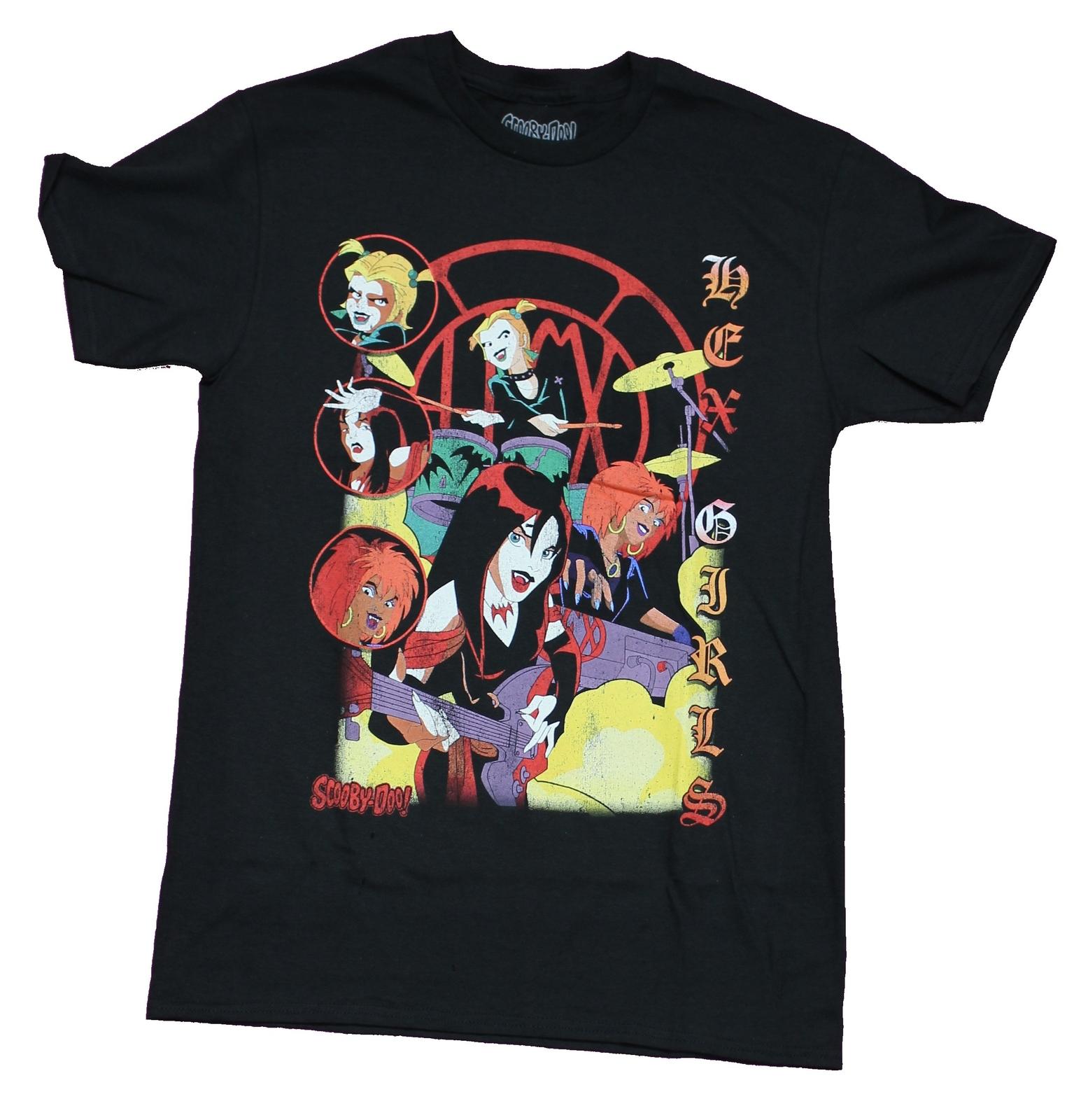 Scooby Doo Mens T-Shirt - Hex Girls Rocking Out Character Circles Image XL
