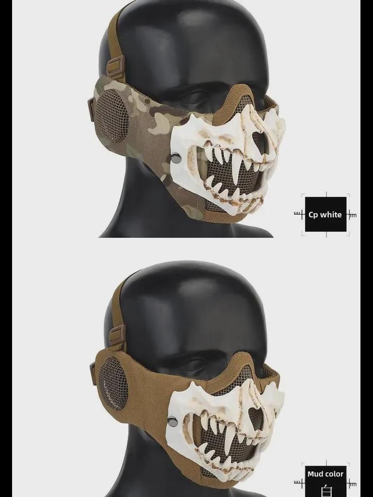 Fang Skull Mask with Ear Protection for Halloween and Outdoor Cycling