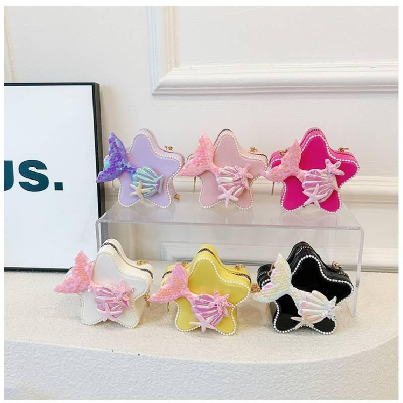 Adorable Cartoon Star Crossbody Bag For Kids Stylish Chain Strap Waterproof Pvc