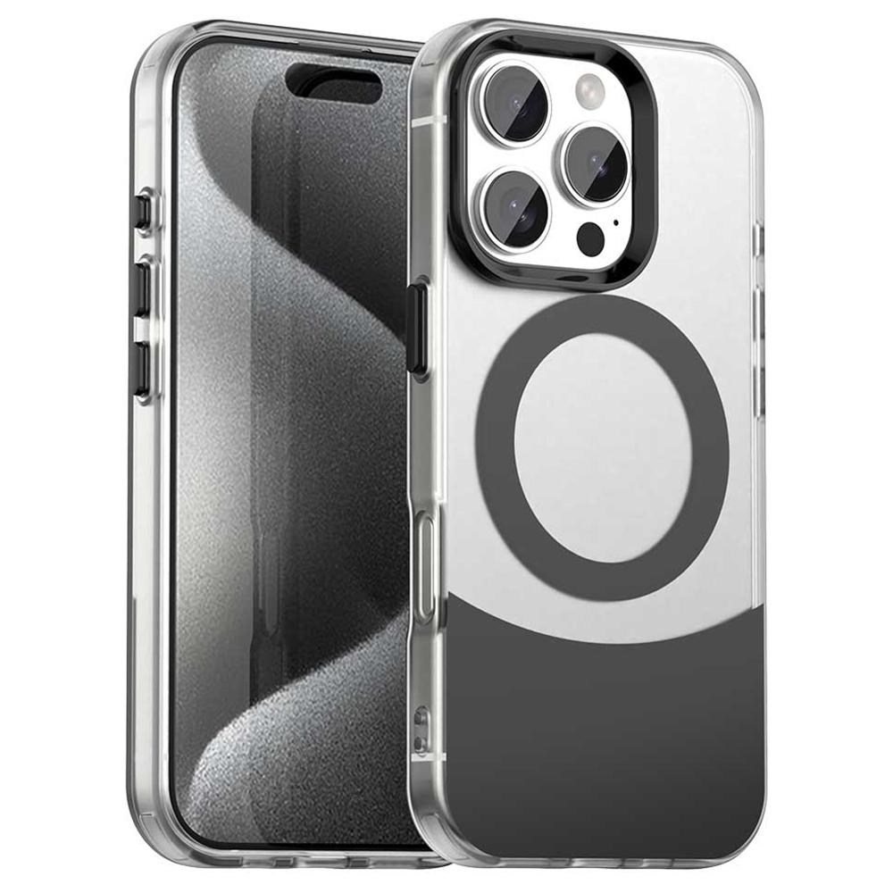 For iPhone 16 Pro Max Case Compatible with MagSafe Color Splicing IMD TPU+PET+PC Mobile Cover B