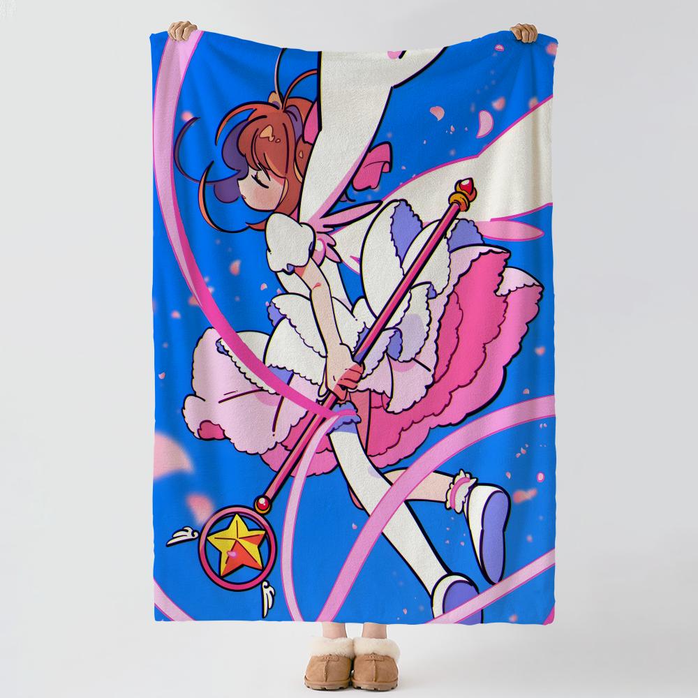 anime C-Cardcaptor Sakura-A Throw Thick Comfort Flannel Quilt, Multi-scene Use Indoor Outdoor Daily Nap