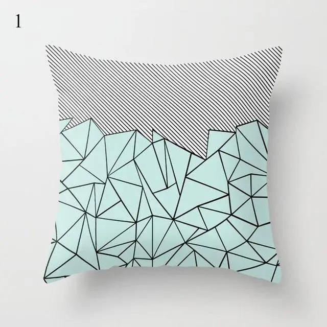 Mint Green Cushion Cover Geometric Printing Pattern Pillowcase 45*45Cm Living Room Bed Square Cushion Cover Decorative