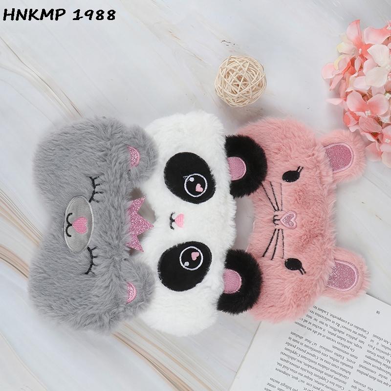 Panda Eye Mask Women Plush Animal Mouse Bear Eye Cover Cute Plush Eye Mask Girl Toy Suitable For Travel Home Party Eyeshade