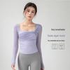 Premium Mesh Two-Piece Long Sleeve Yoga Top with Chest Pads for Running, Fitness, and Pilates