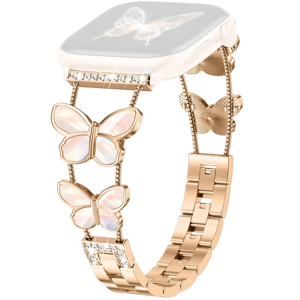 Zinc Alloy Bands For Apple Watch 10 Ultra 9 8 7 SE 6 5 4 3 2 1 46mm 49mm 45mm 44mm 42mm Double Butterfly Chain Strap