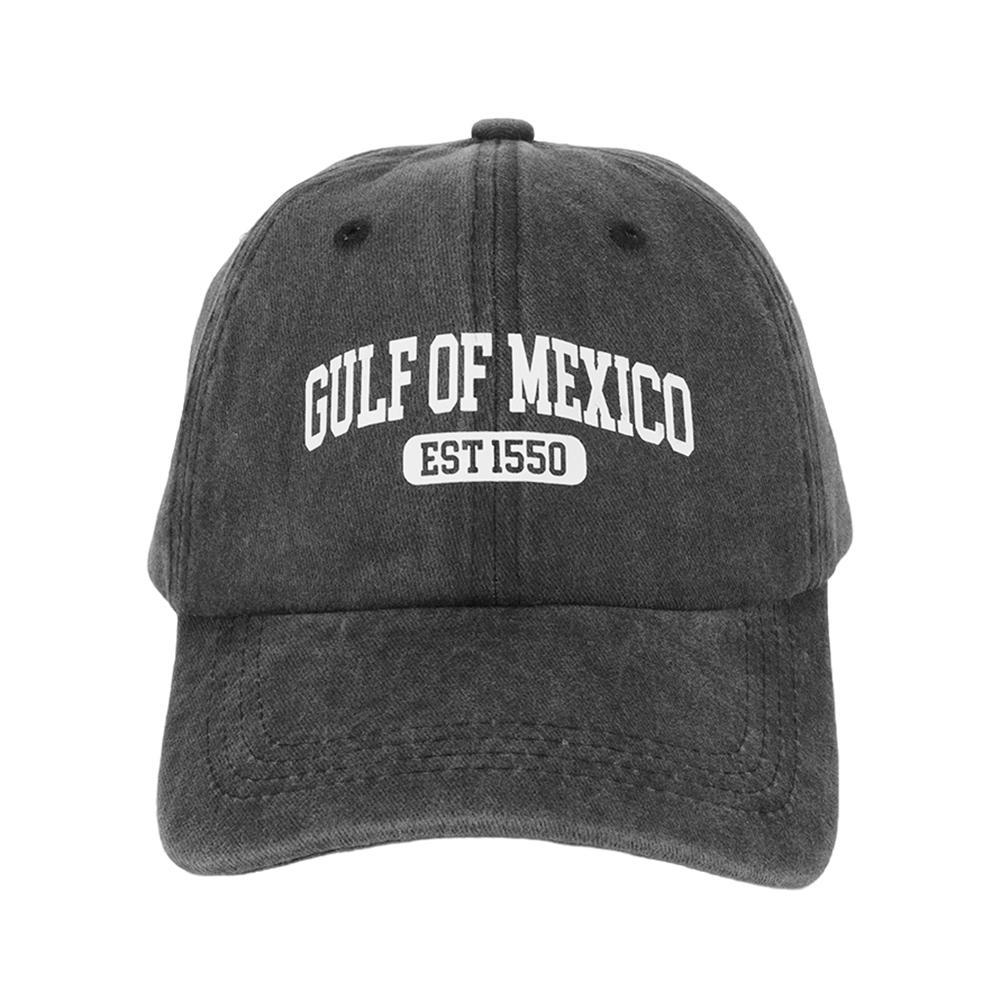 Gulf of Mexico Est 1550 Vintage Baseball Cap Gulf of Mexico Hat Washed Cotton Unisex Cap Adjustable Trucker Hat for Men Women чёрный