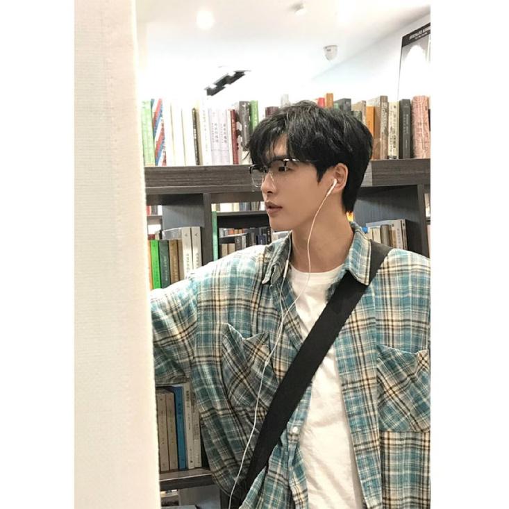 2024 Plaid Long Sleeve Shirt Japanese Hong Kong Style Ins Loose Shirt Boys Summer Trendy Versatile Casual Coat