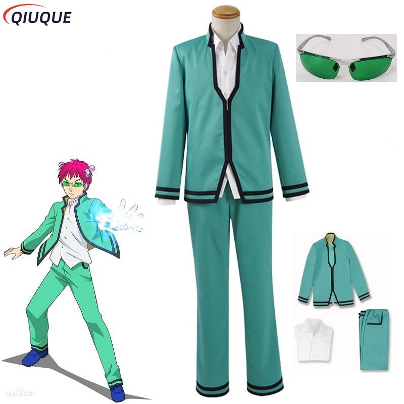 Anime Saiki Kusuo no sai-nan Cosplay Kostuum Pruiken Mannen Uniformen Brillen Hoofddeksels Het Rampzalige Leven van Saiki K. Cosplay Rekwisieten XXXL blue