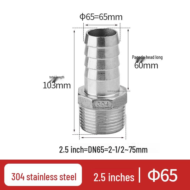 304 Stainless Steel Hex Male Thread Pagoda Fitting for Water/Air Hose