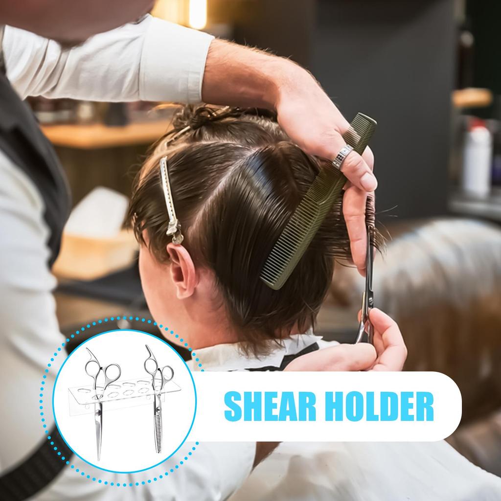 Acrylic Wall Mounted Scissors Rack Barber Scissors Holder Salon Shear Display Stand Makeup Brush Organizer Hairdressing Supplies