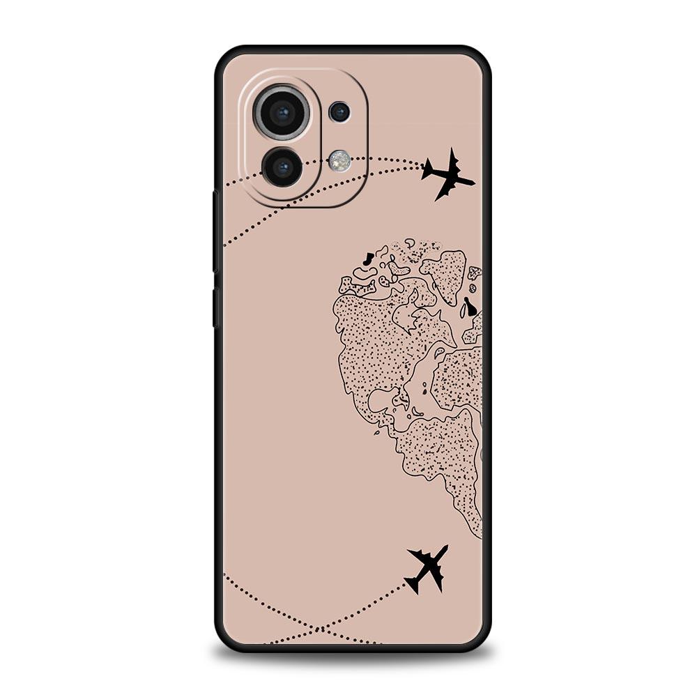Fashion Planes World Map Travel Phone Case For Xiaomi Mi 15 14 Pro 13 Lite 10T 1 1T 12 13T 14T Poco X6 X5 X4 X3 NFC F3 F4 Cover
