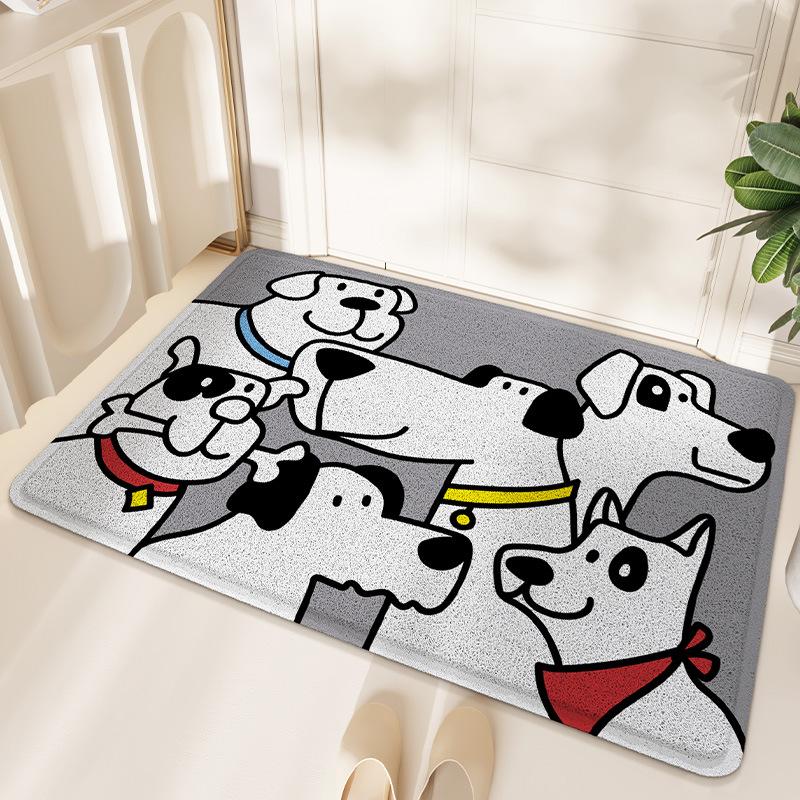 Cartoon Animal PVC Home Floor Mat Entry Door Dirt-resistant Wire Ring Entrance Door Scraping Dust Dust Anti-slip Mat