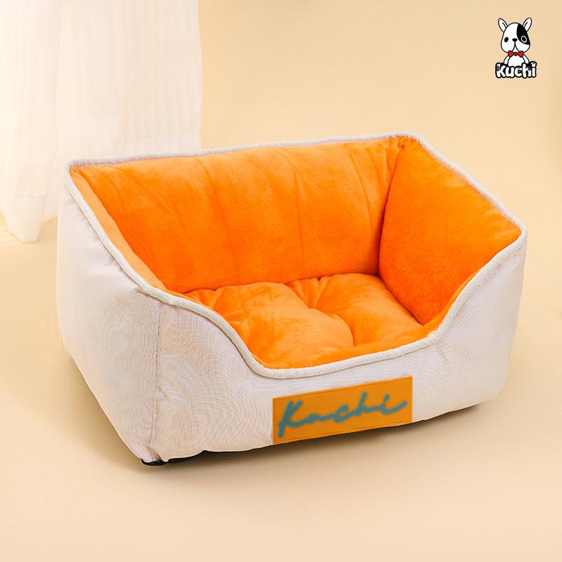 

Новый осенне-зимний утолщенный теплый рождественский домик для животных, мягкий и удобный для кошек и собак, универсальный, модный, простой, для домашних животных S оранжевый