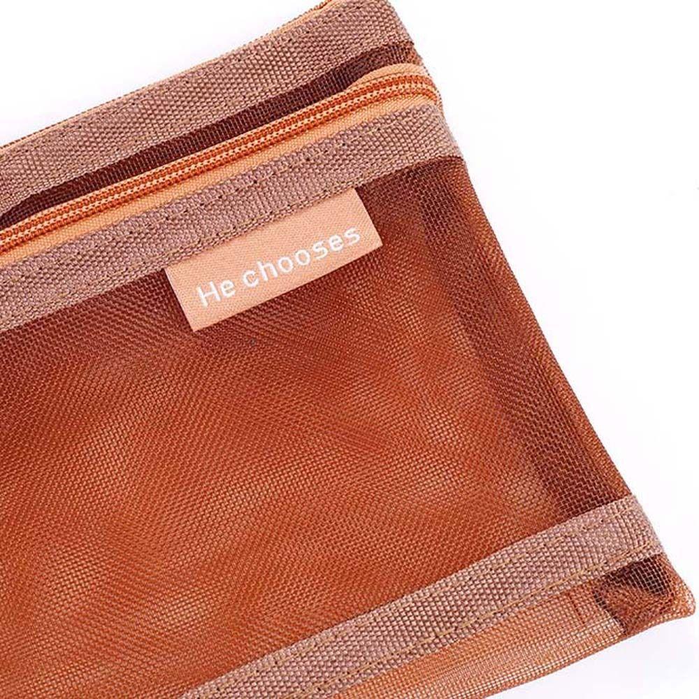 Double Layer Transparent Pencile Bag Solid Color Mini Mesh Coin Purse Children