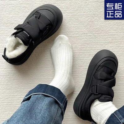 2024 Winter Velvet New Versatile Platform Popular Board Shoes Niche Bread Shoes Velcro Warm Fluffy Cotton Shoes Women