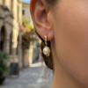Stainless Steel Pearl Hoop Earrings 18K Thick Gold Electroplating Trendy Elegant Exquisite All-Match